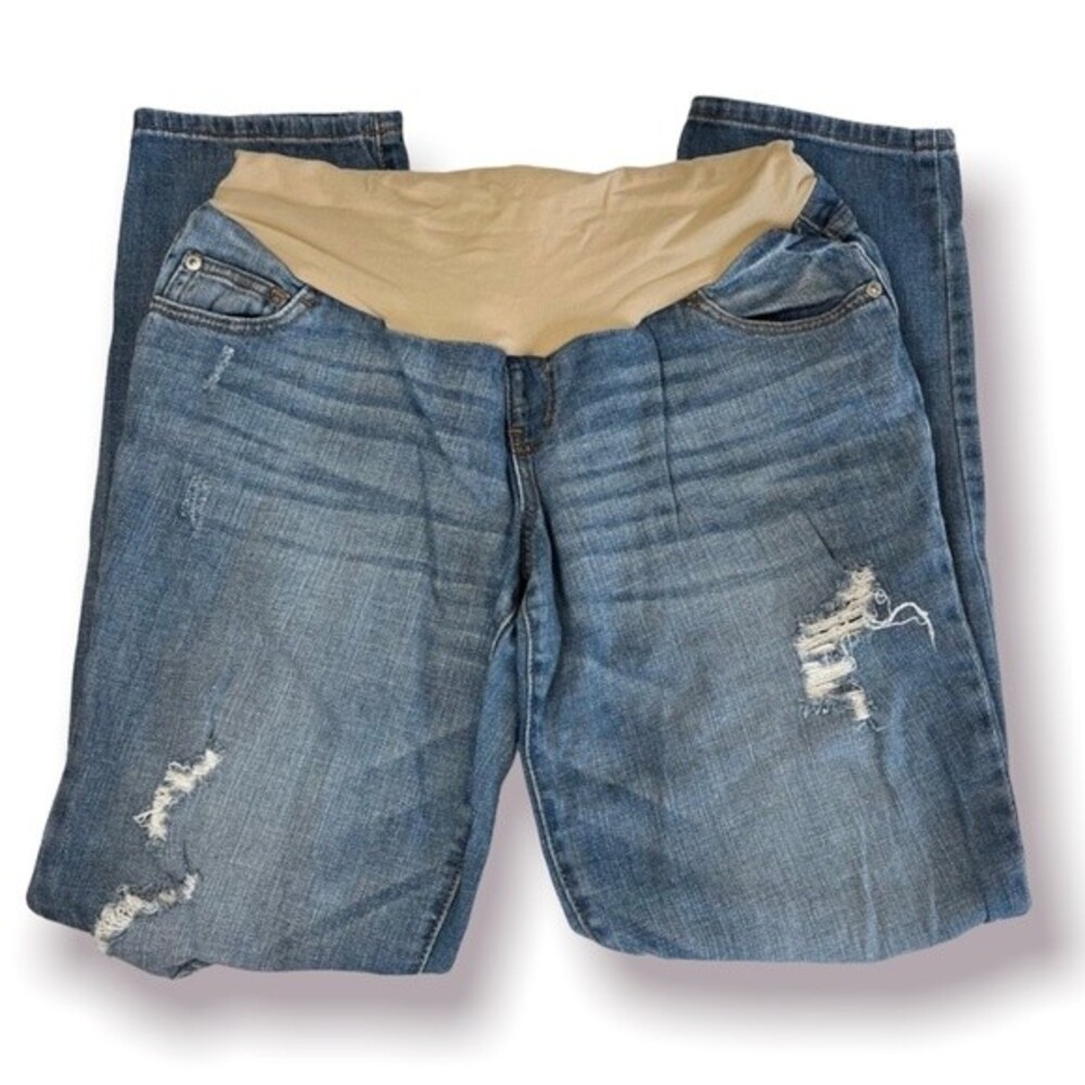 Indigo Blue Distressed Skinny Maternity Jeans Size Small